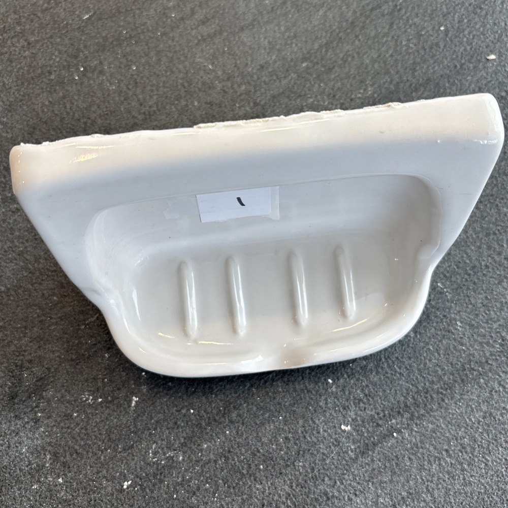 Vintage White Ceramic Soap Dish Porcelain  Bathtub Shower MCM - Picture 2 of 5